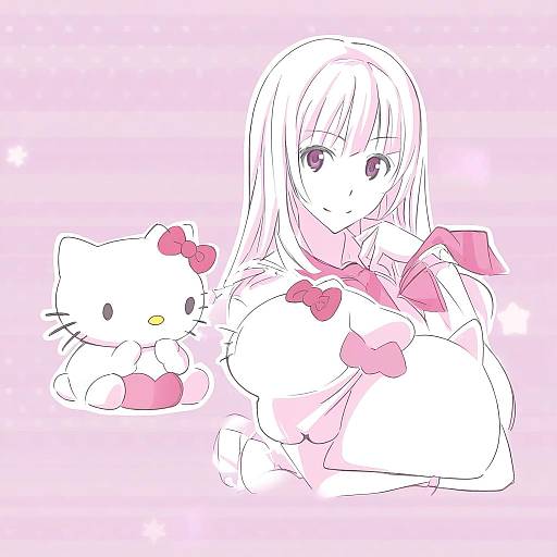 Illustration of Hello kitty (character), sanrio in the style of Suzutsuki kurara