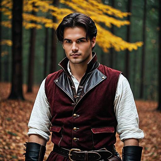 Medieval Man in Forest Costume