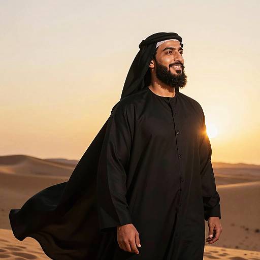 Handsome Arab Man at Desert Sunset