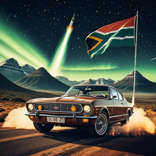 Retro Car Launching into Space Art