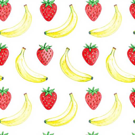 Strawberry and Banana Ink Patterns