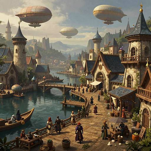 DND Bustling Fantasy Port City