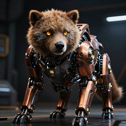 Futuristic Cybernetic Bobcat with Topaz Eyes