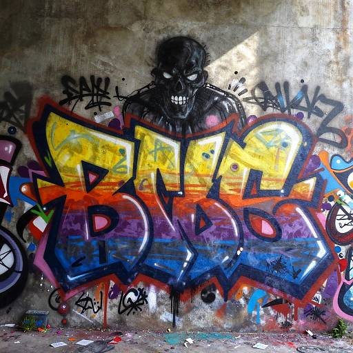 Vibrant graffiti with bold, colorful letters 