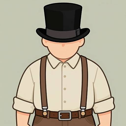 Cartoon Person in Top Hat and Suspenders