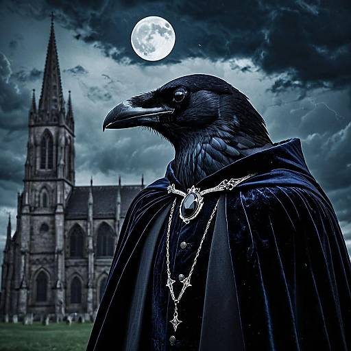 Nocturnal Raven in Velvet Cape by Gothic Cathedral