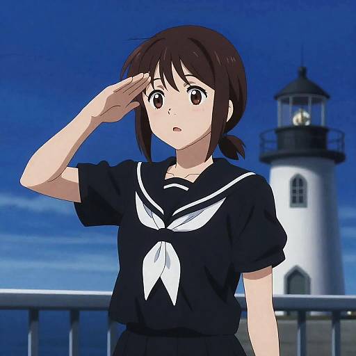 Wistful Admiral Girl on Lighthouse Balcony