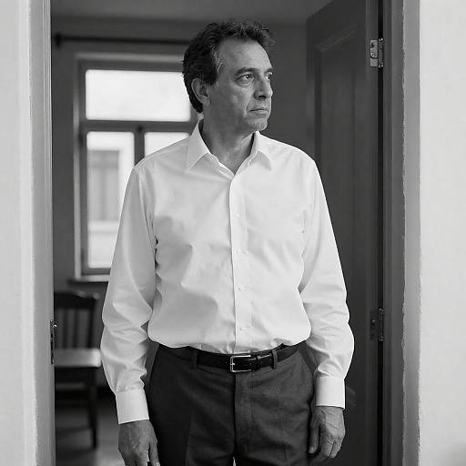 Serious Man in Doorway Portrait