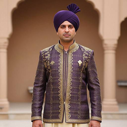 Man in Purple Gold Punjabi Suit