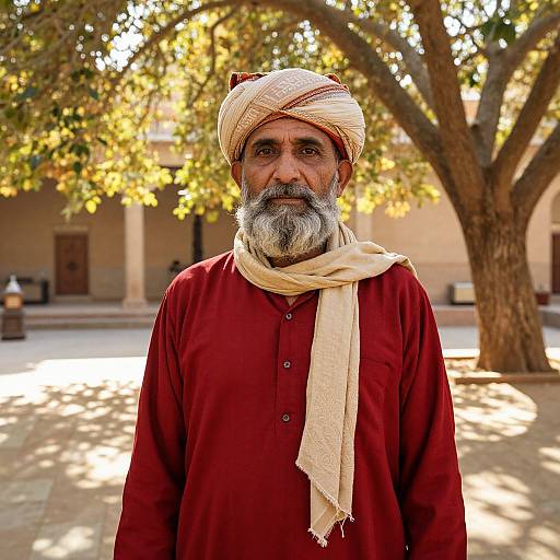 Wise Man in Traditional Courtyard