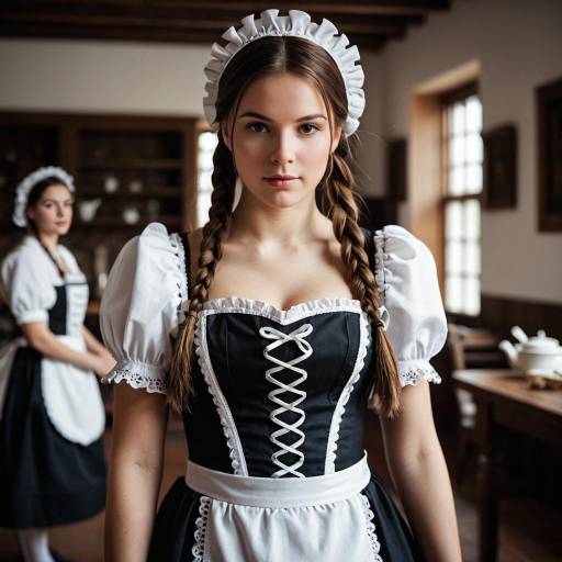 Realistic Medieval Maid in Brown Outfit