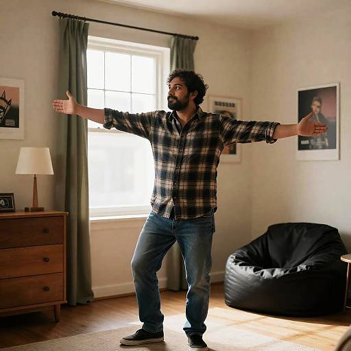 Dynamic Man in a Cozy Room