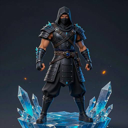 Ninja Warrior on an Icy Crystal Platform