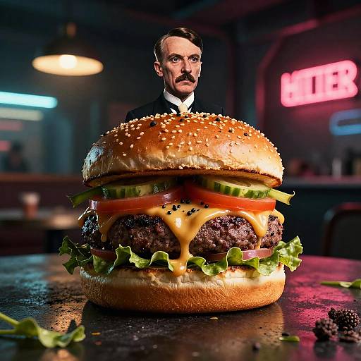 Cyberpunk Dystopian Burger Scene