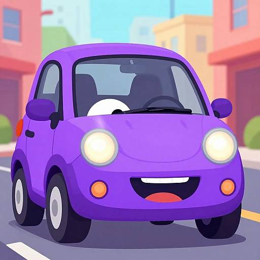 Playful Cartoon Purple Car Avatar