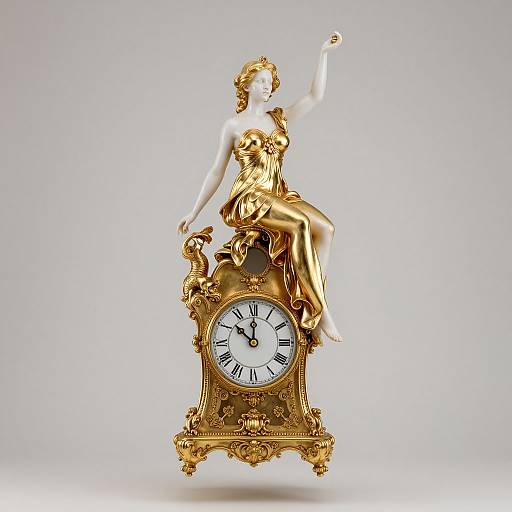 Ethereal Golden Figure on Mantle Clock