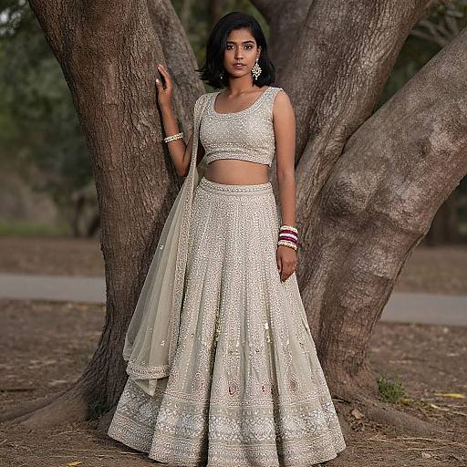 Elegant Dark-Skinned Woman in Lehenga