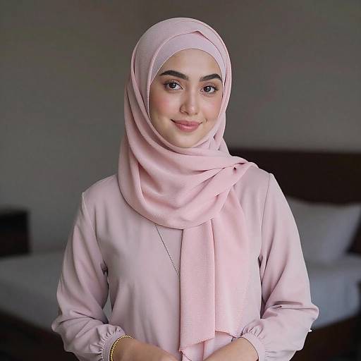 Young Woman in Pale Pink Hijab