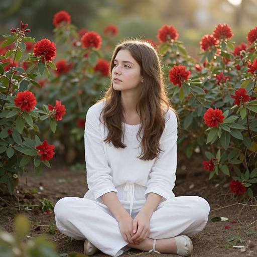 Tranquil Woman in Sunlit Garden