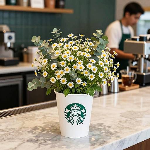 Starbucks Floral Coffee Scene