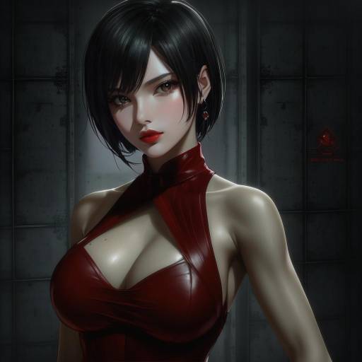 Illustration of Ada wong, resident evil in the style of Tostantan