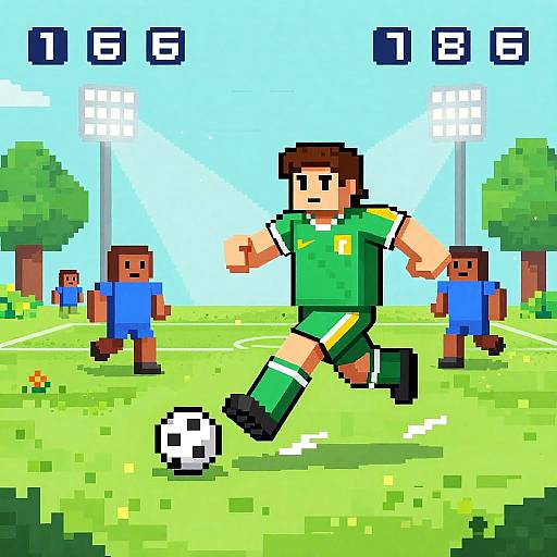Retro Pixel Art Soccer Action