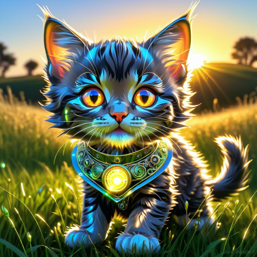 Playful Kitten in a Summer Field