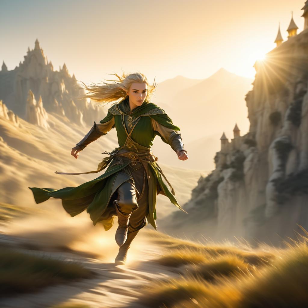 Elven Rogue in Mystical Fantasy Landscape