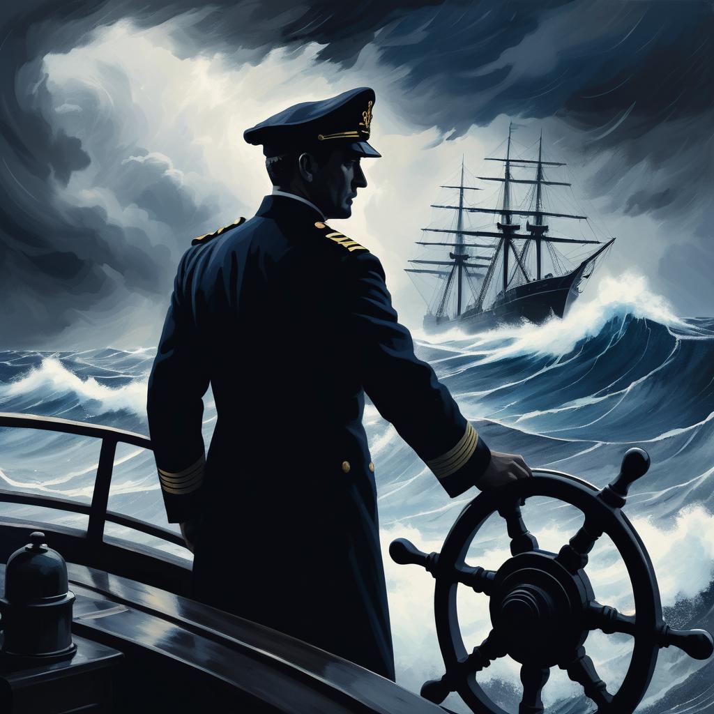 Brave Captain Amidst Stormy Seas