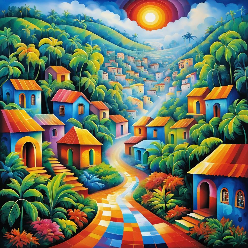 Colorful Street Scene in Artistic Styles