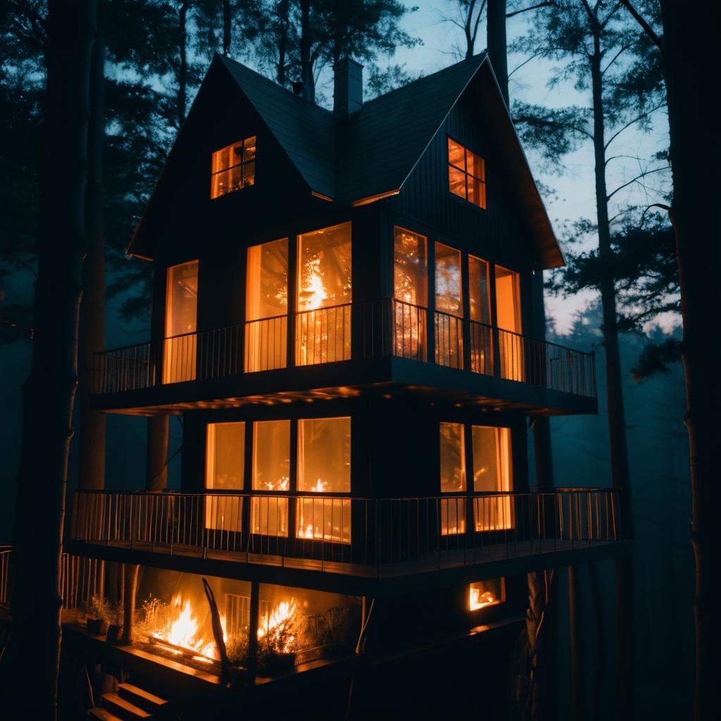 Nighttime Blaze in a Treehouse