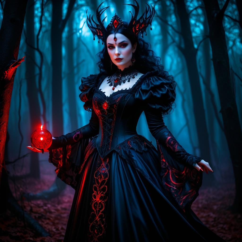 Dark Sorceress in a Haunted Forest