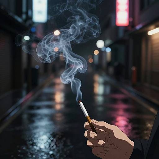 Cinematic Anime Neon Smoke Scene