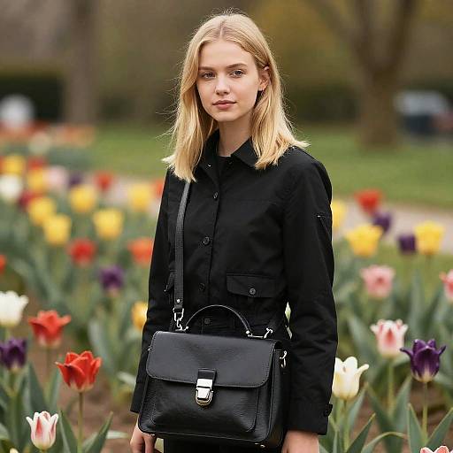Strawberry Blond Girl in Flower Field