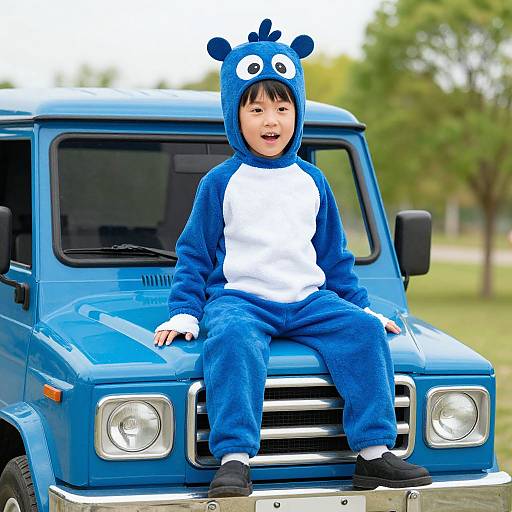 Man in Little Blue Truck Costume