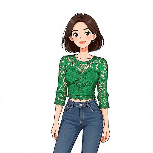 Casual Chic Woman in Emerald Top