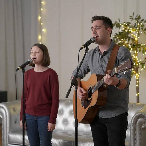 Father and Daughter Duet in Cozy Setting