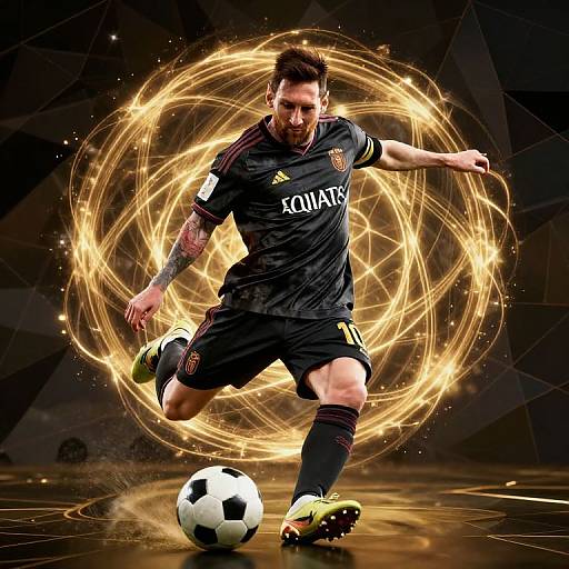 Photorealistic Messi Kicking Football