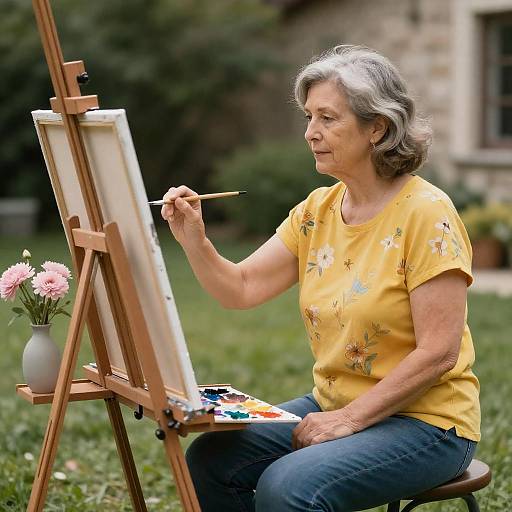 Graceful Artist Painting in Nature