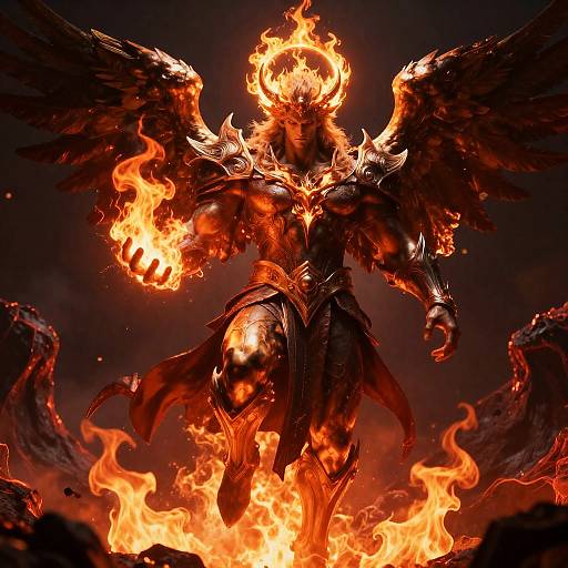 Fiery Fallen Angel with Flaming Halo