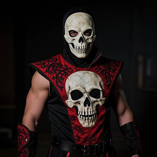 Masked Man in Red Skull Costume
