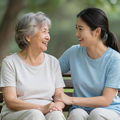 Joyful Caregiver and Senior Woman