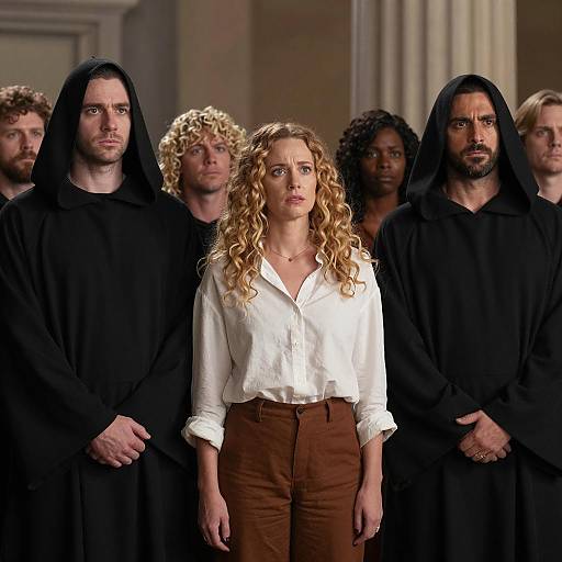 Mysterious Gathering in Dimly Lit Chamber