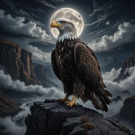 Majestic Eagle Over a Moonlit Cliff Majestic Eagle Over a Moonlit Cliff