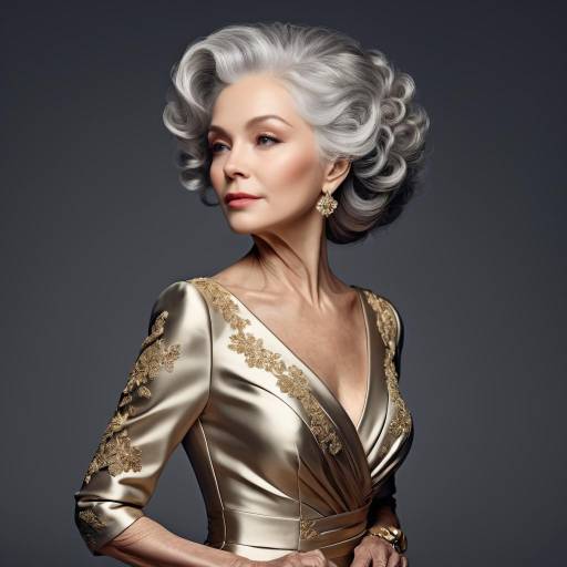 Elegant Elderly Woman in Gold Dress Elegant Elderly Woman in Gold Dress