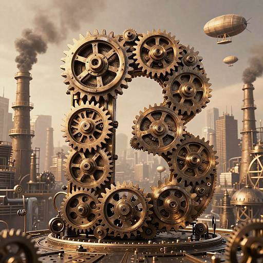 Steampunk Gears Forming Billion
