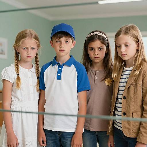 Indoor Portrait of Four Children Together