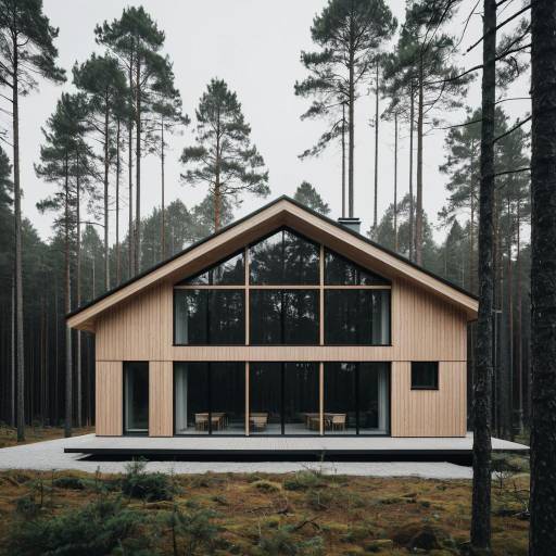 Minimalist Scandinavian Wooden House in Pine Forest