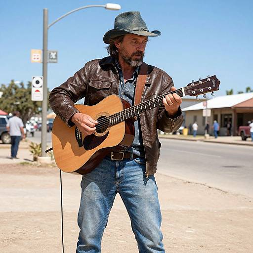 Man in Dude Costume Playing Guitar