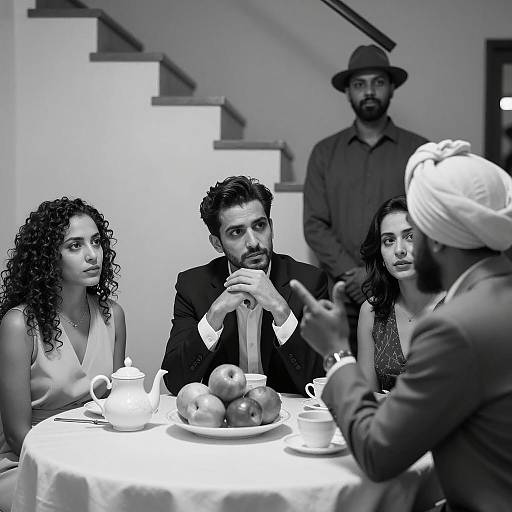 Dramatic Black-and-White Dining Moment